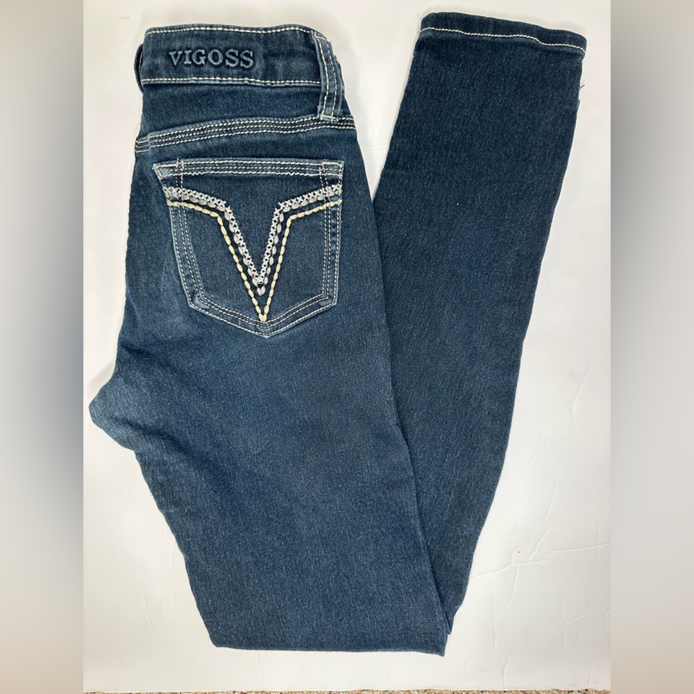 VIGOSS Girls Skinny Jeans Size 12 Dark‎ Wash Stretch Denim